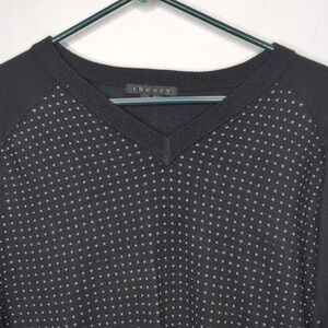 Theory Black V Neck Long Sleeve White Stud Look Print Front Detail Sweater L